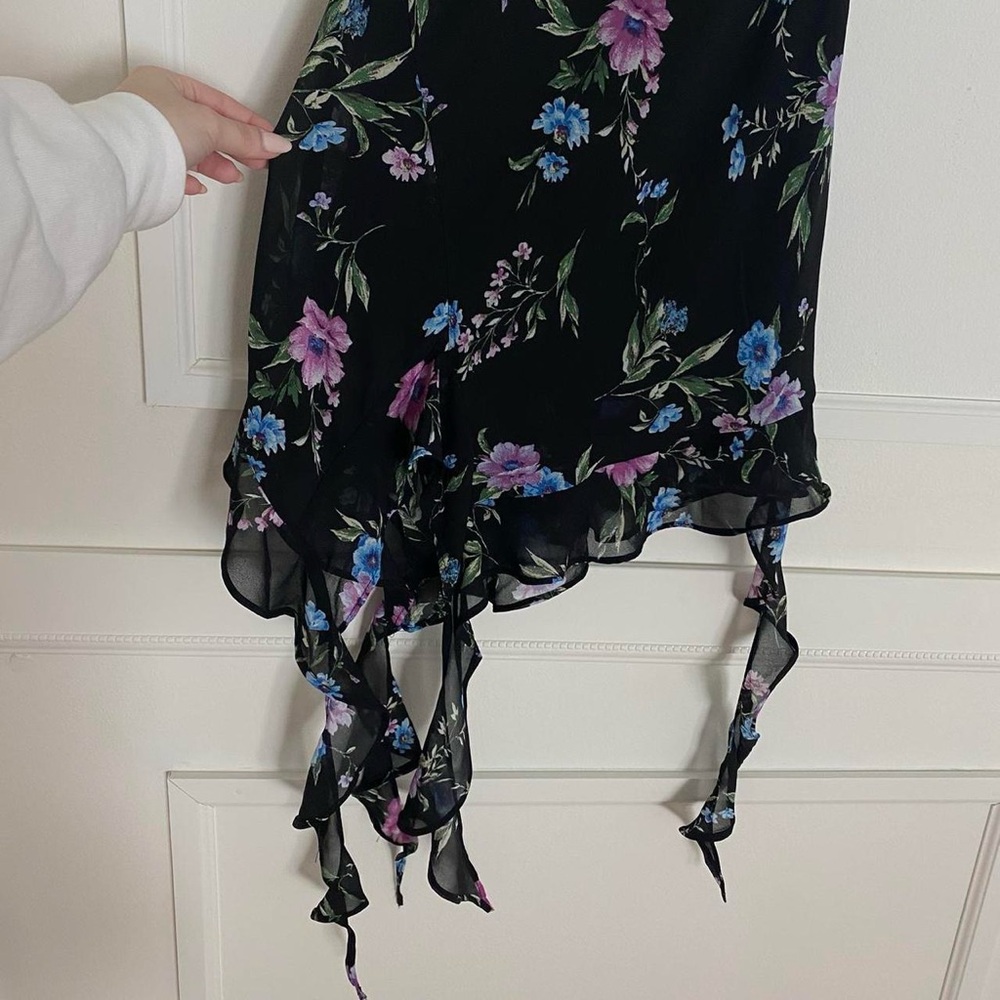 Black floral trendy asymmetrical dress NWT - Picture 5 of 8